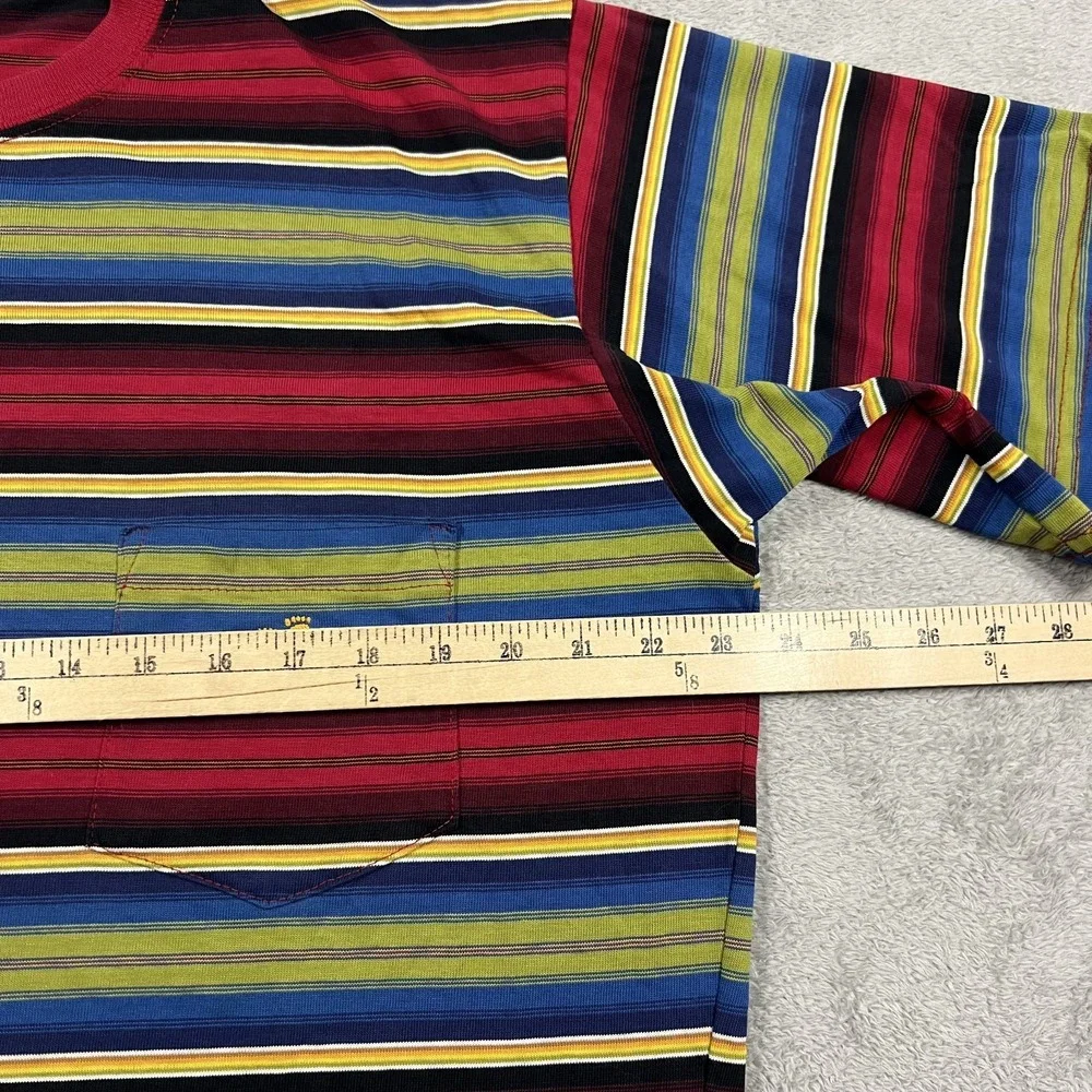 Vintage Hang Ten Tee Shirt Mens XL Multicolored Striped Pocket Made in USA